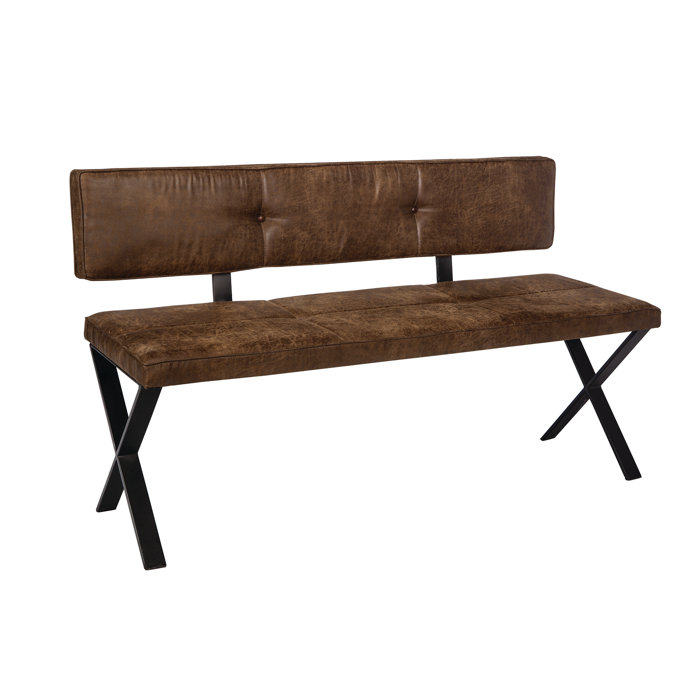 17 Stories ConCo Dining Bench Vintage Brown And Dark Gunmetal Wayfair.ca